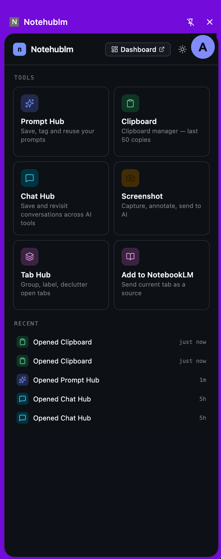 Notehublm side panel — tools